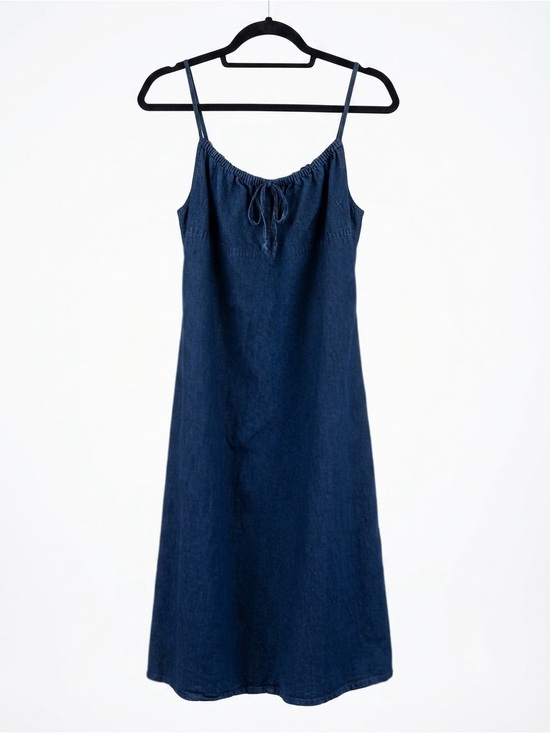 GAP Dresses & Skirts - GAP Vintage 2000s / 90s or Y2K Dark Blue Denim Ruched Milkmaid Sun Dress - 8